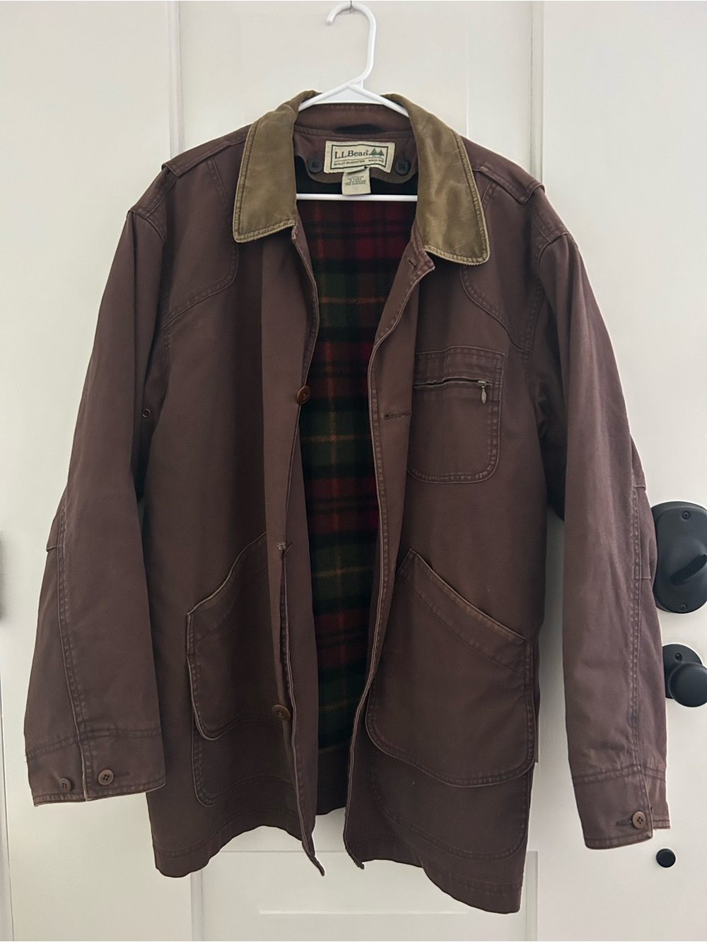 L.L. Bean Men's Vintage Barn Jacket Corduroy Collar Brown Size XL